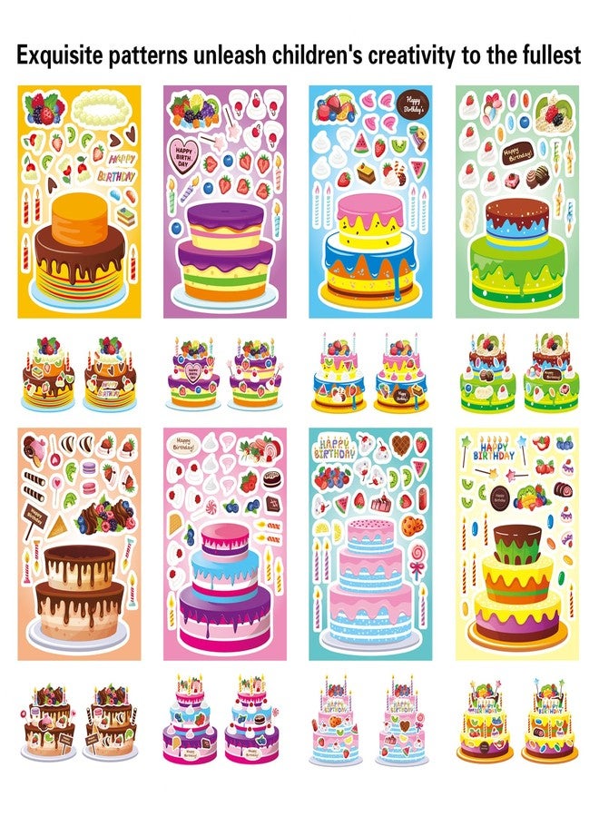 DUJAA 24 Sheets Birthday Stickers, Make-a-Cake Sticker for Kids, Birthday Cake Sticker Set, Color, Cartoon Style, Paper Material, Indoor Use, Kids' Party Gift, Scrapbook Decor, 24 Count - Image 4